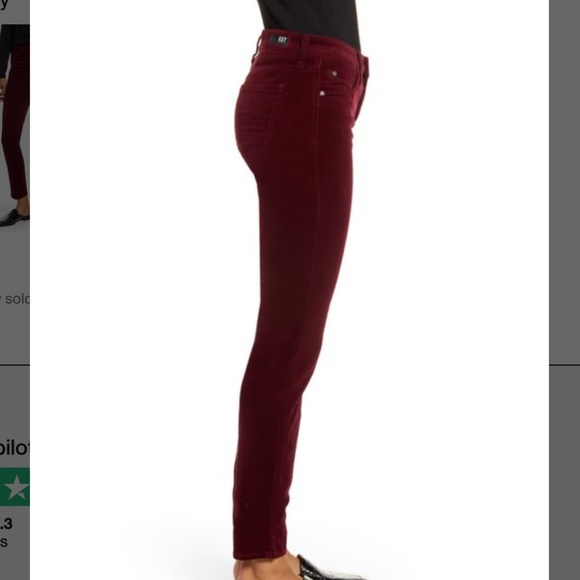 Kut From The Kloth Diana Stretch Corduroy Skinny Pants in Burgundy Sz 6 - Picture 3 of 13